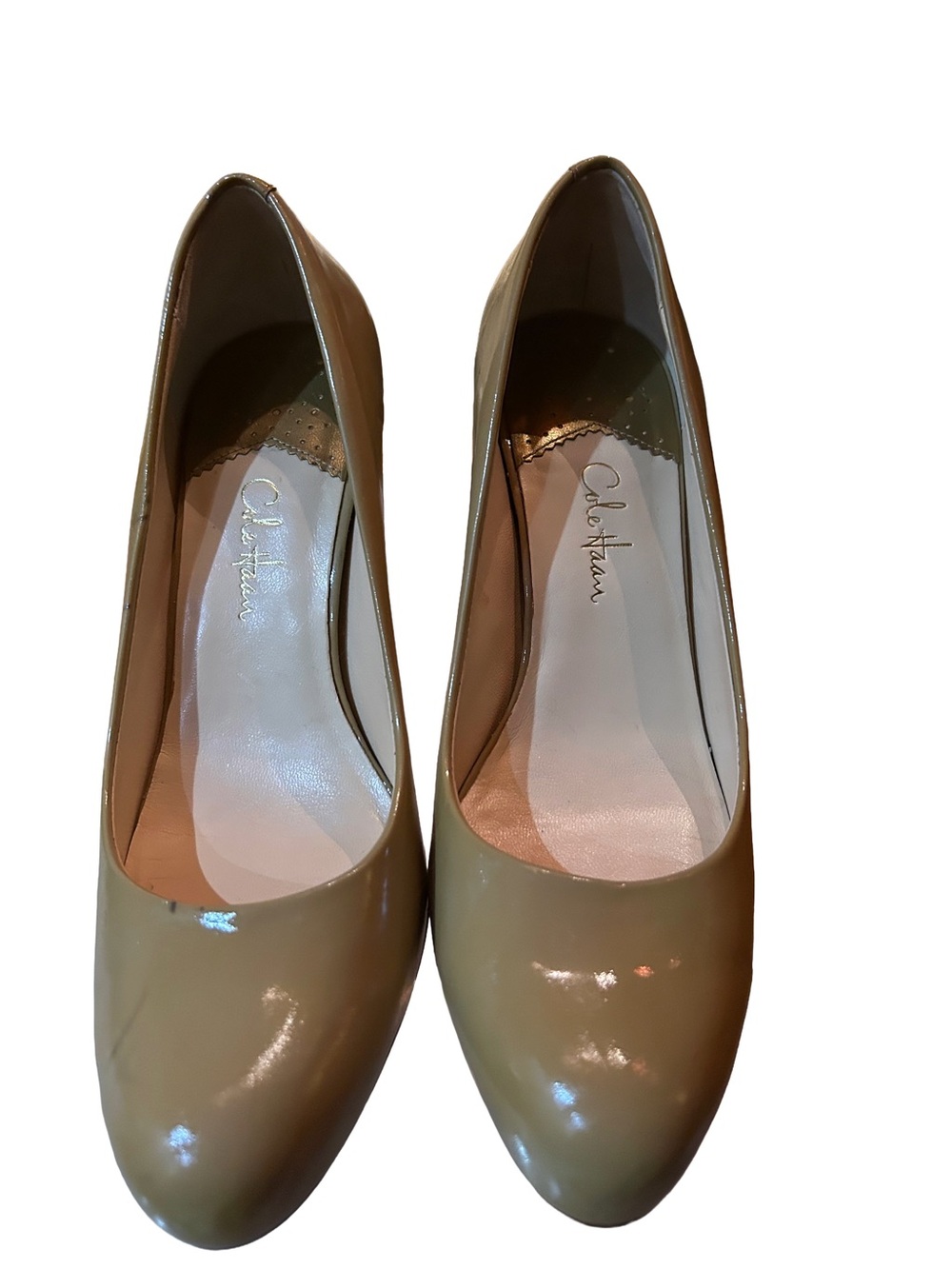 Cole Haan Nike Air Nude Patent Leather Block Heel Pumps